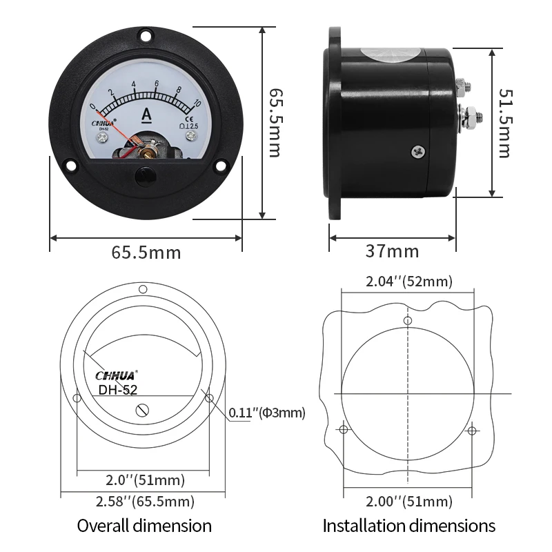 CHHUA DH-52 DC amperometro Marine circolare Meter puntatore strumento analogico misura corrente strumenti all\'ingrosso della fabbrica genuino