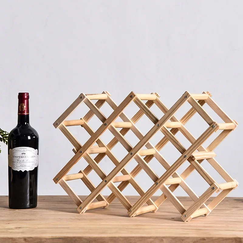 Quality Wine Racks Wooden Wine Bottle Holder 10 Bottle Holder Mount Bar Display Shelf Folding Wood Organizer Wine Racks Men Gift