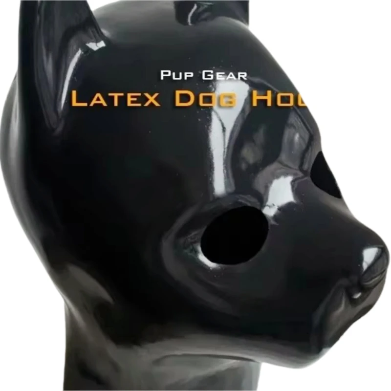 (FErubber 06) 100% Natural Rubber Latex One Piece Head Dog Cover Fetish Headhood Crossdressing Catsuit Full Body Zentai Suit