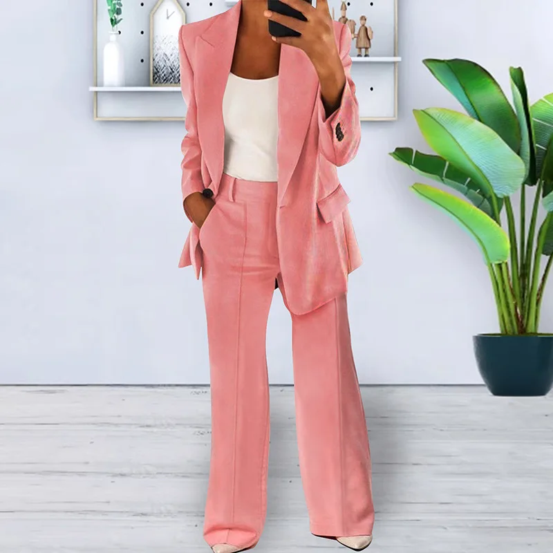 Spring Fall Fashion Women\'s Jacket Coat Pants 2 Piece Sets Office Lady Blazer Pants Sets Tracksuit Sets Female Coat Outfits New