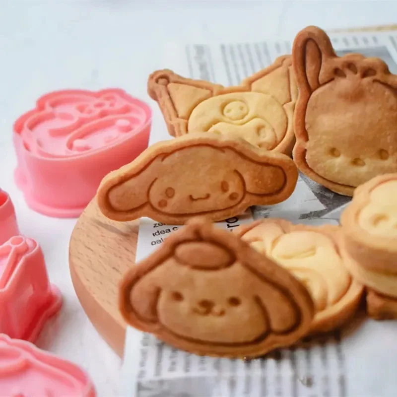 8pcs/set Sanrio Kuromi Cartoon Cookie Cutters 3D Plastic Biscuit Mould Pressable Cookie Stamp Kitchen Accessories Baking Tools