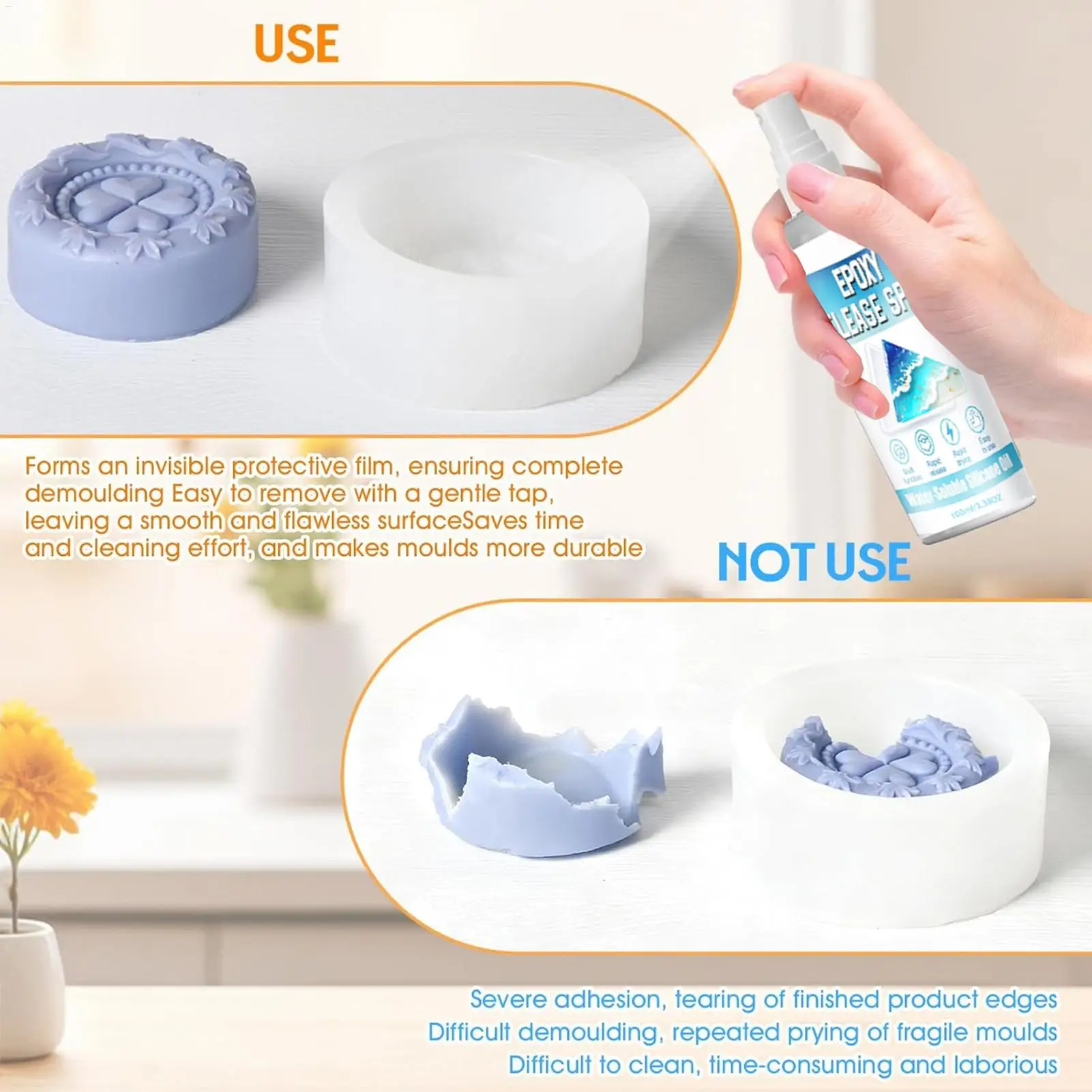 100ml Silicone Release Spray Epoxy Release Spray Strong Mold Fast Drying Extends Mould Life for Resin Casting Soap Candle Making image 5