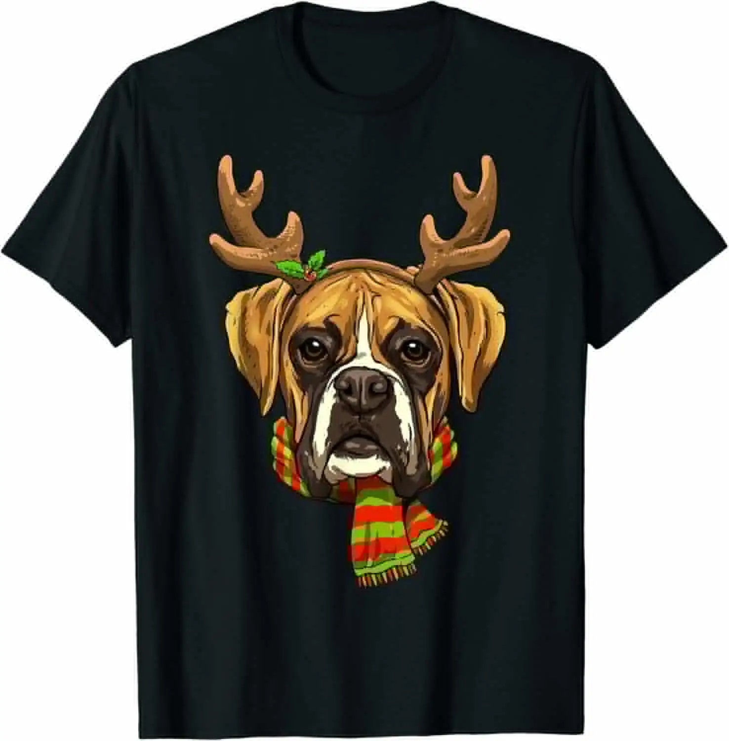 Boxer Dog Reindeer Christmas Shirt Xmas Boxer Dog Lover Gift Unisex T-Shirt