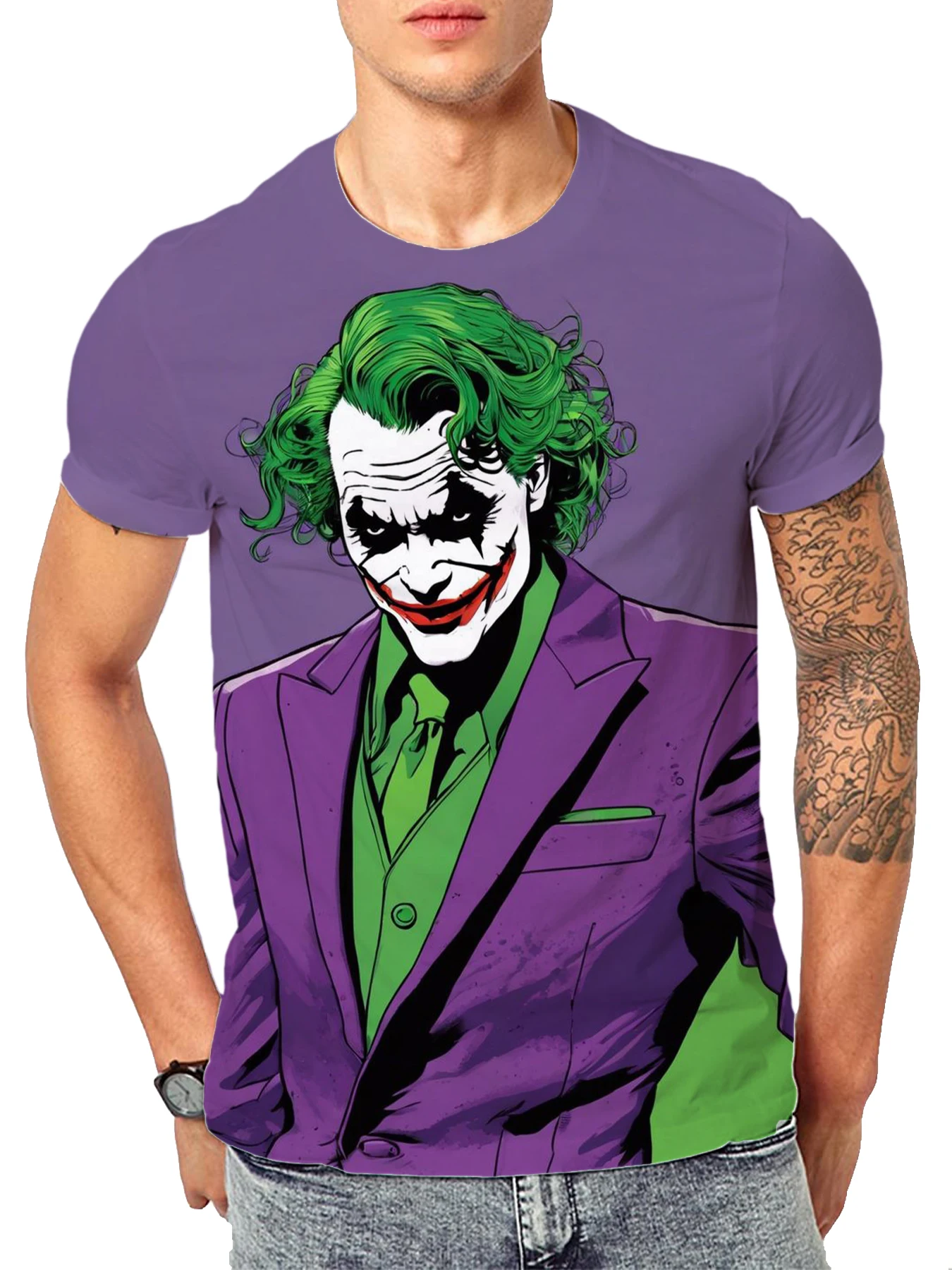 Gotham Joker Personalized Hundred Street Casual Men's T-Shirt 3D Printed Summer Oversized Sweat Wicking Short Sleeve Top