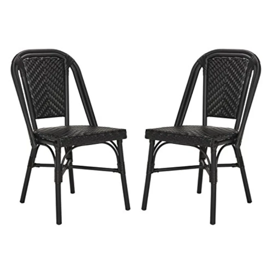 

PAT4013A-SET2 Outdoor Collection Daria Stacking Side Chair, Black Pack of 2