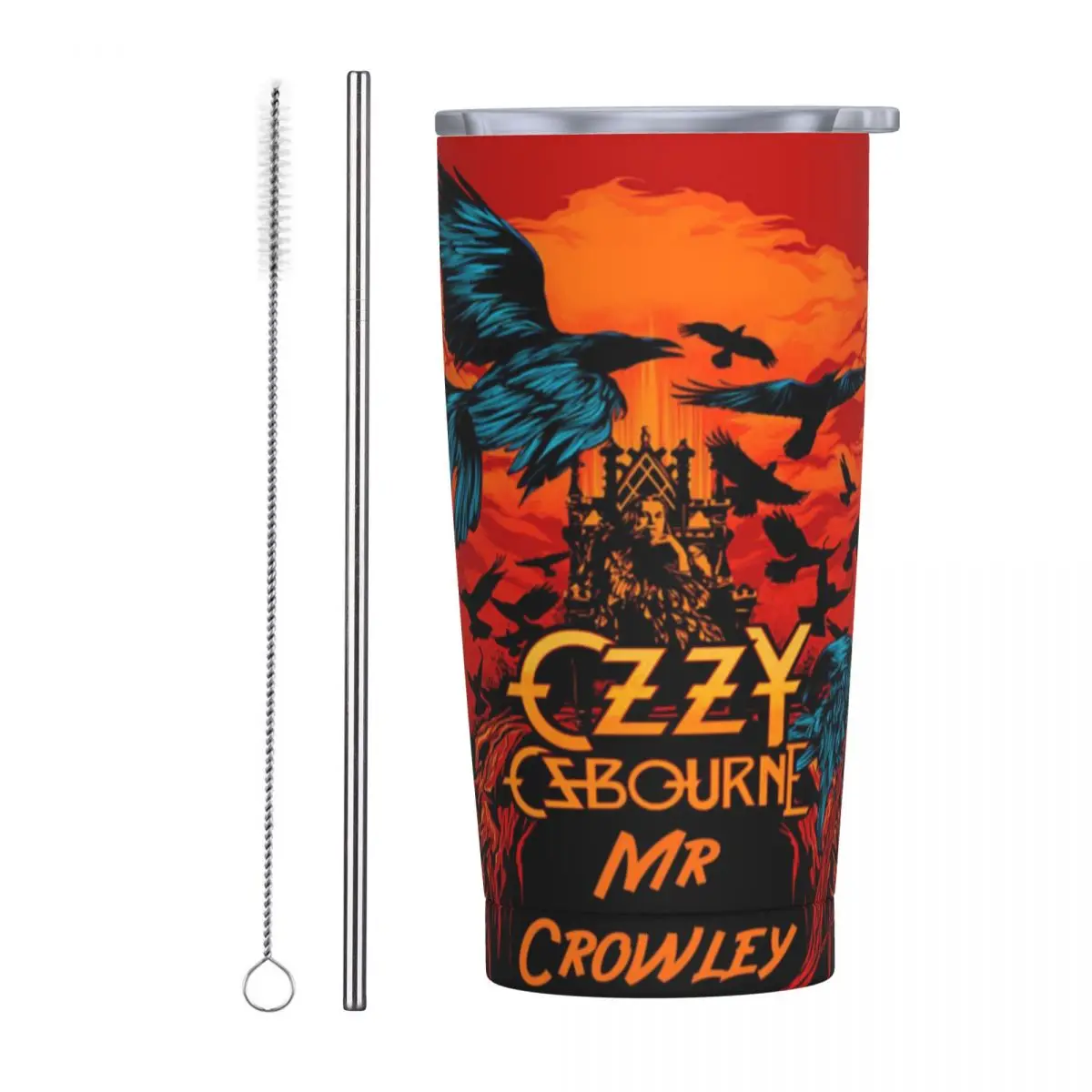 Ozzy Osbourne Poster Tumbler With Straw and Lid Stainless Steel Mugs Cup Double Wall Vacuum Insulated for Cold and Hot 20oz