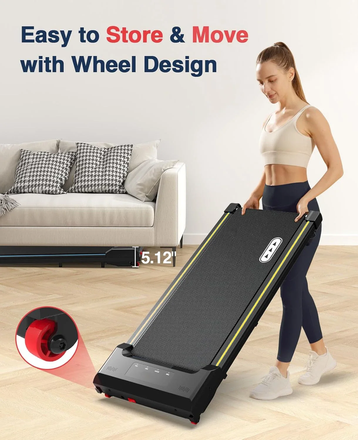 Walking Pad Treadmill Under Desk Treadmills for Home Office Compact Walk Pad with Remote Control