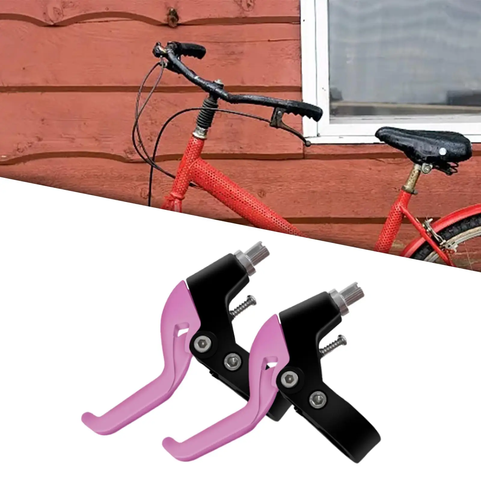 Kids Brake Lever Three Finger 22.2mm Clamp Diameter Universal 2Pcs Pink