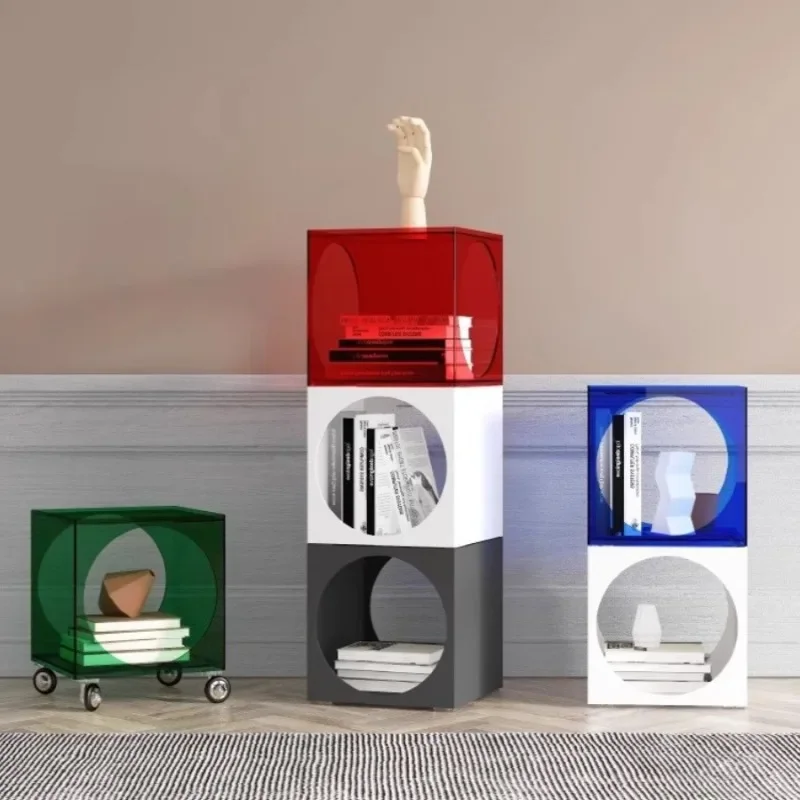 Light luxury removable bookshelf simple living room coffee table bedside table high-end shelf