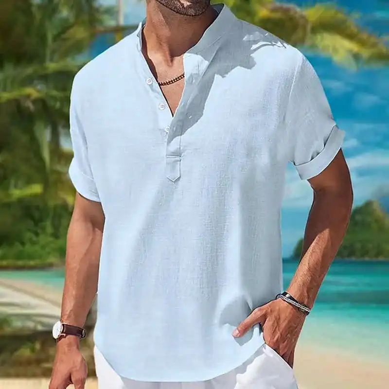 

ort Sve Воротник-стойка irt Мужской Slim Fit Ne Ice Sensation Защита от солнца Путешествия Хлопок Лето Молодежная мода