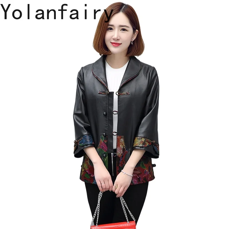 YOLANFAIRY veste en cuir véritable femmes printemps automne court coupe ajustée véritable manteau en peau de mouton mode vestes en cuir femme Chaquetas