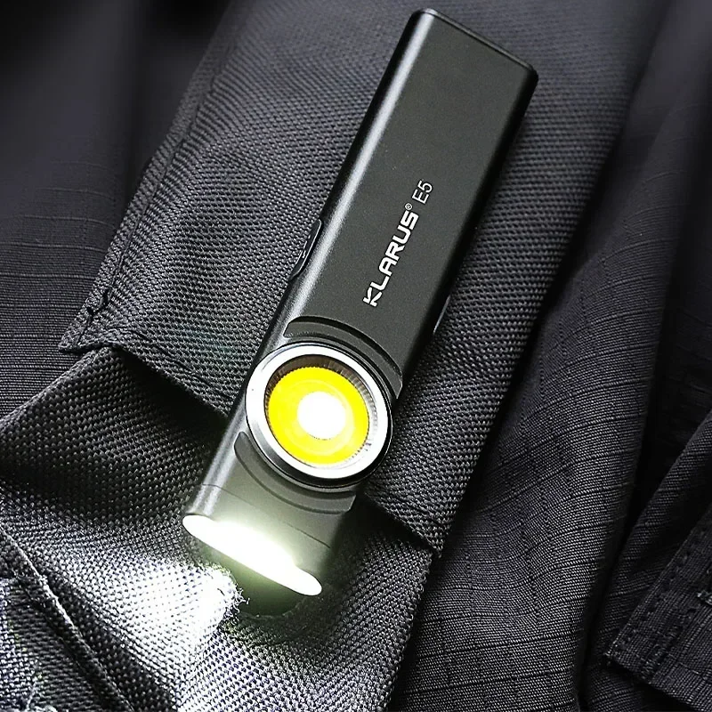 Klarus E5 Dual-light Sources Tool Flashlight  White/Red/Blue 3 Color Lights 470 Lumens,  Rechargeable