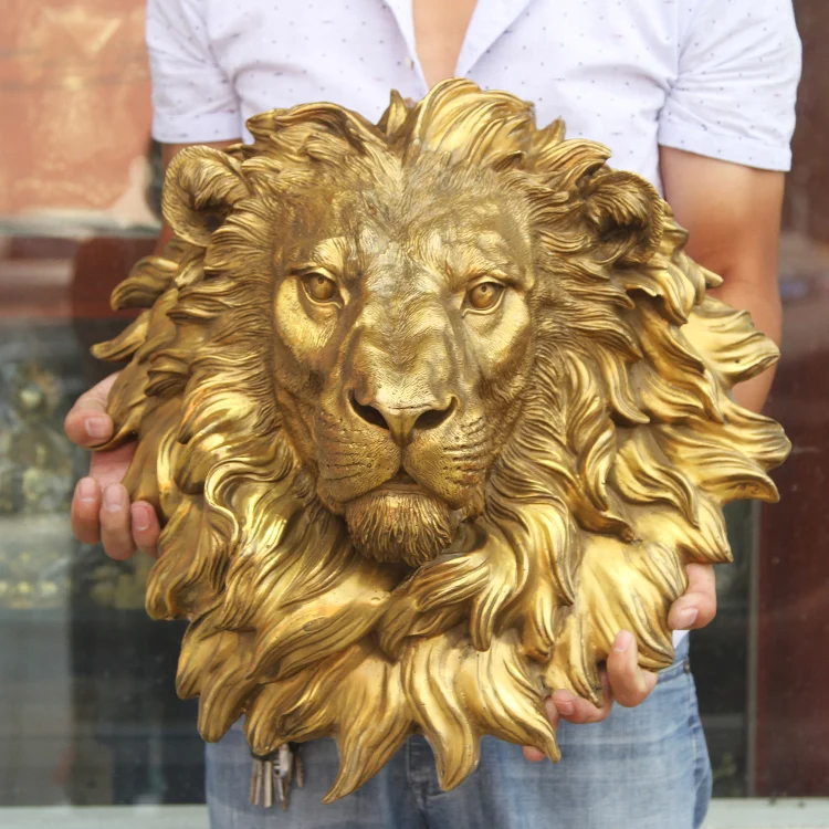 Large Huge - HOME Shop company hall wall  decorative art thriving business Money Drawing brass Africa lion statue