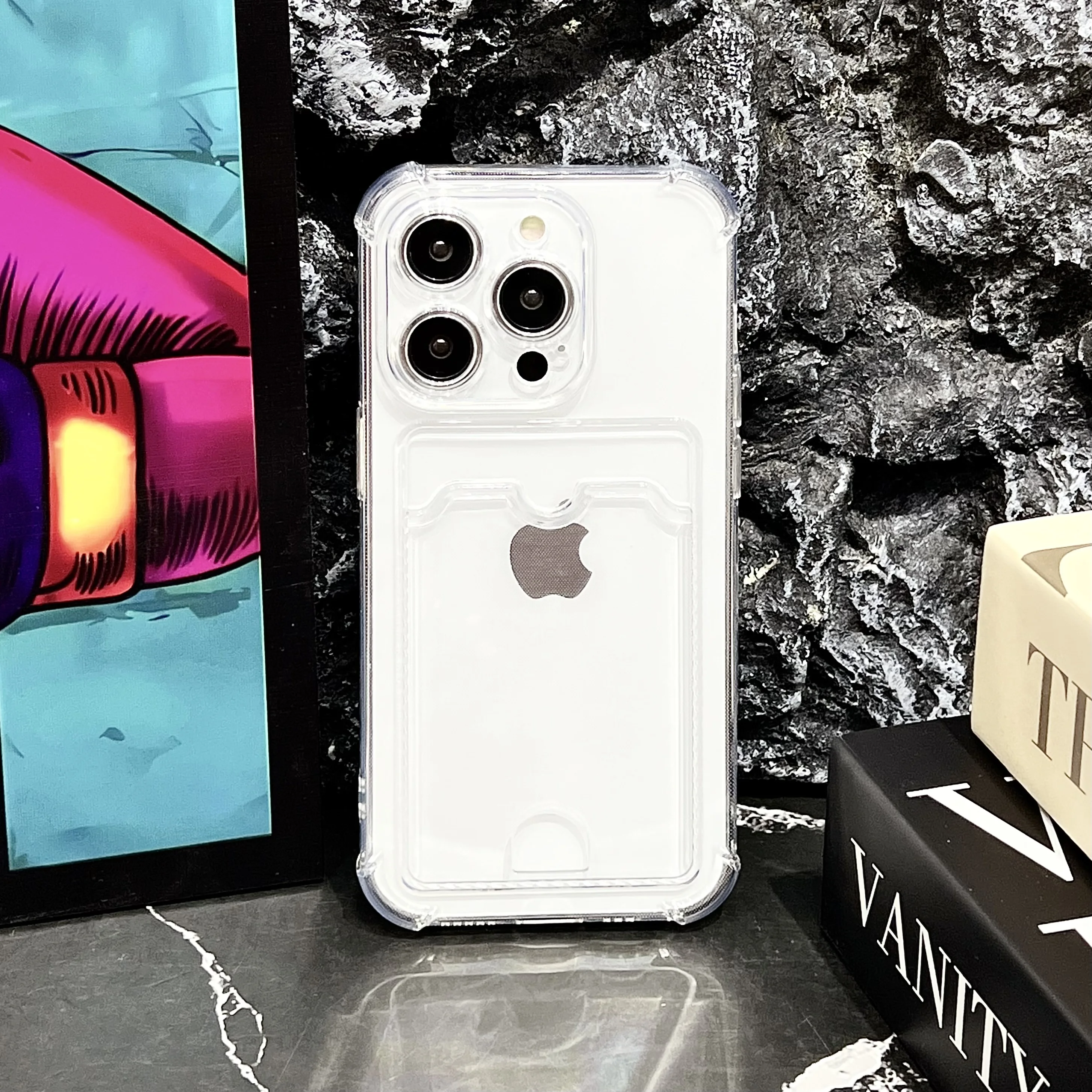 Transparente Kartensteckplatz-Taschenhülle für iPhone 17 Air 16 15 14 13 12 11 Pro Max Mini X XR 7 8 Plus Klare Brieftasche stoßfeste Softcover – Detail 6