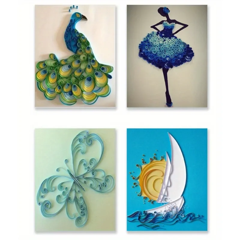 12 قطعة من مشط اللف الورقي المصنوع من الفولاذ المقاوم للصدأ، أداة حرفية ذاتية الصنع، تصميم كرتوني للف الورق المصنوع يدويًا #3