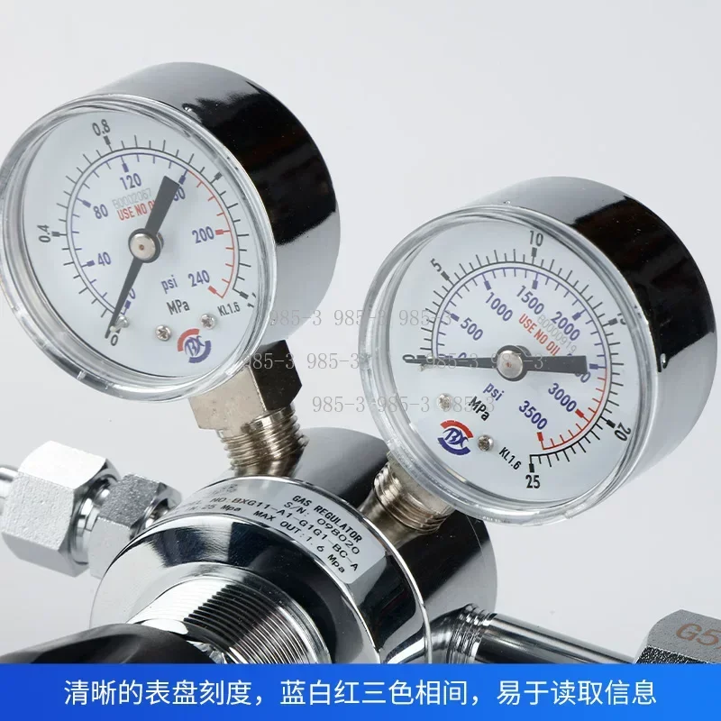 Pure Copper Pressure Reducing Valve, Double Stage Pressure Reducer, Multifunctional Gas Regulator for Various Industrial Gases