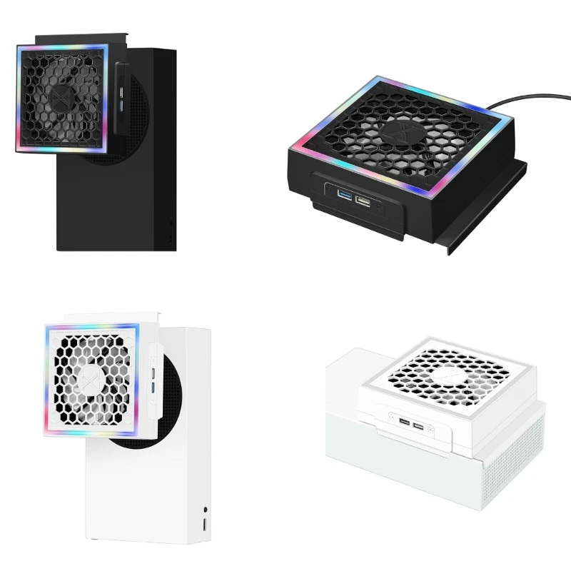 Console Cooler Fan For Xbox Series S Cooling System with 2 USB Ports RGB Light 3 Speed Adjustable Low Noise Cooler Fan