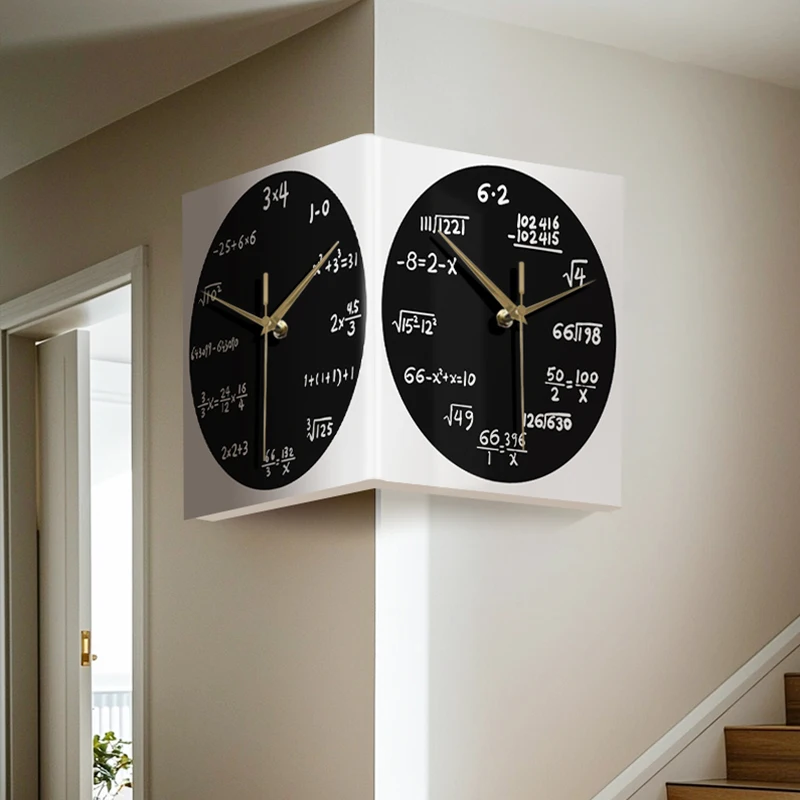 Mathematical Digital Art Double-sided Wall Clock. It is a creative living room lamp and a simple double-sided wall clock