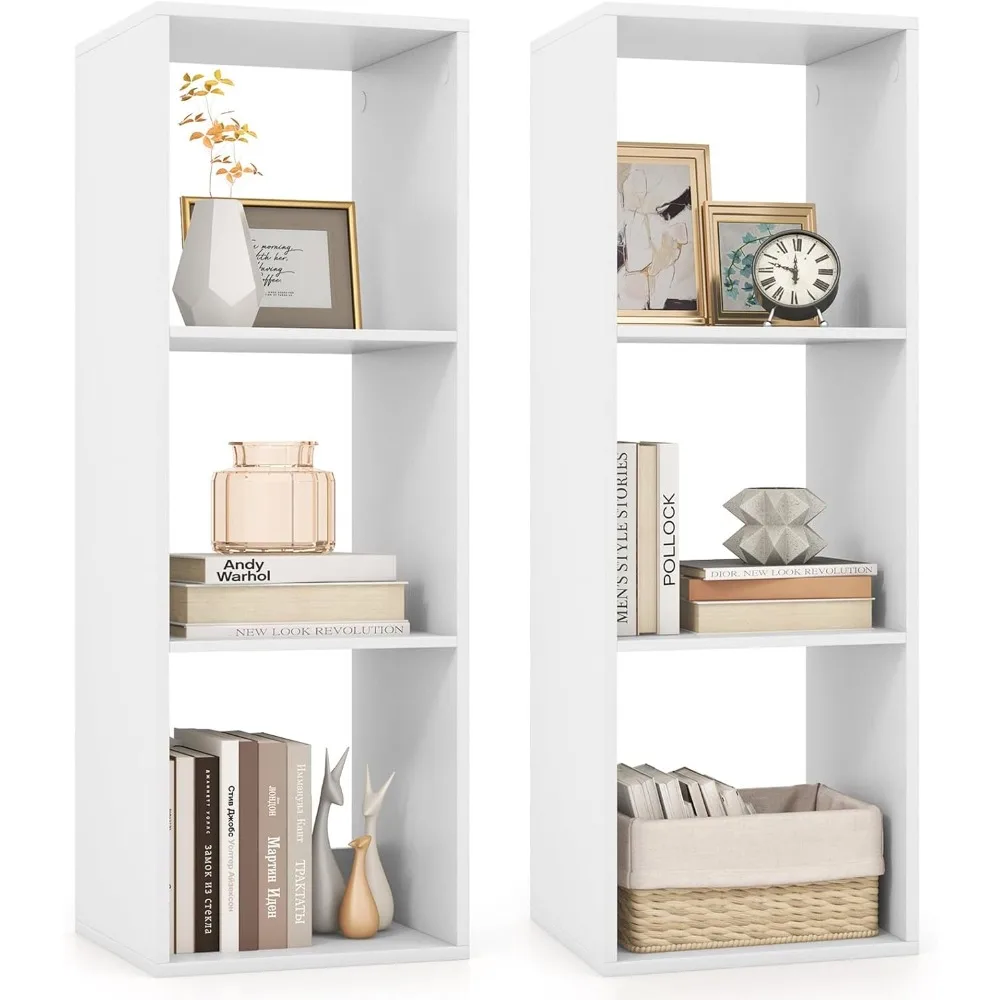 Freestanding 4-Tier Cube Bookcase with Open Shelves and Anti-Toppling Features