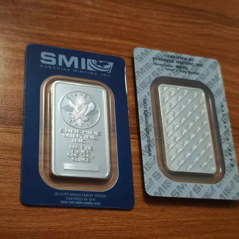 Non Magnetic American 1 oz Silver Bar Replica Eagle Zinc Alloy Silver Plated Bars Eagle Coins Collection