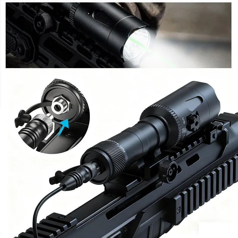 1000 lúmenes Rifle luz verde láser Combo linterna táctica Picatinny interruptor remoto estroboscópico constante