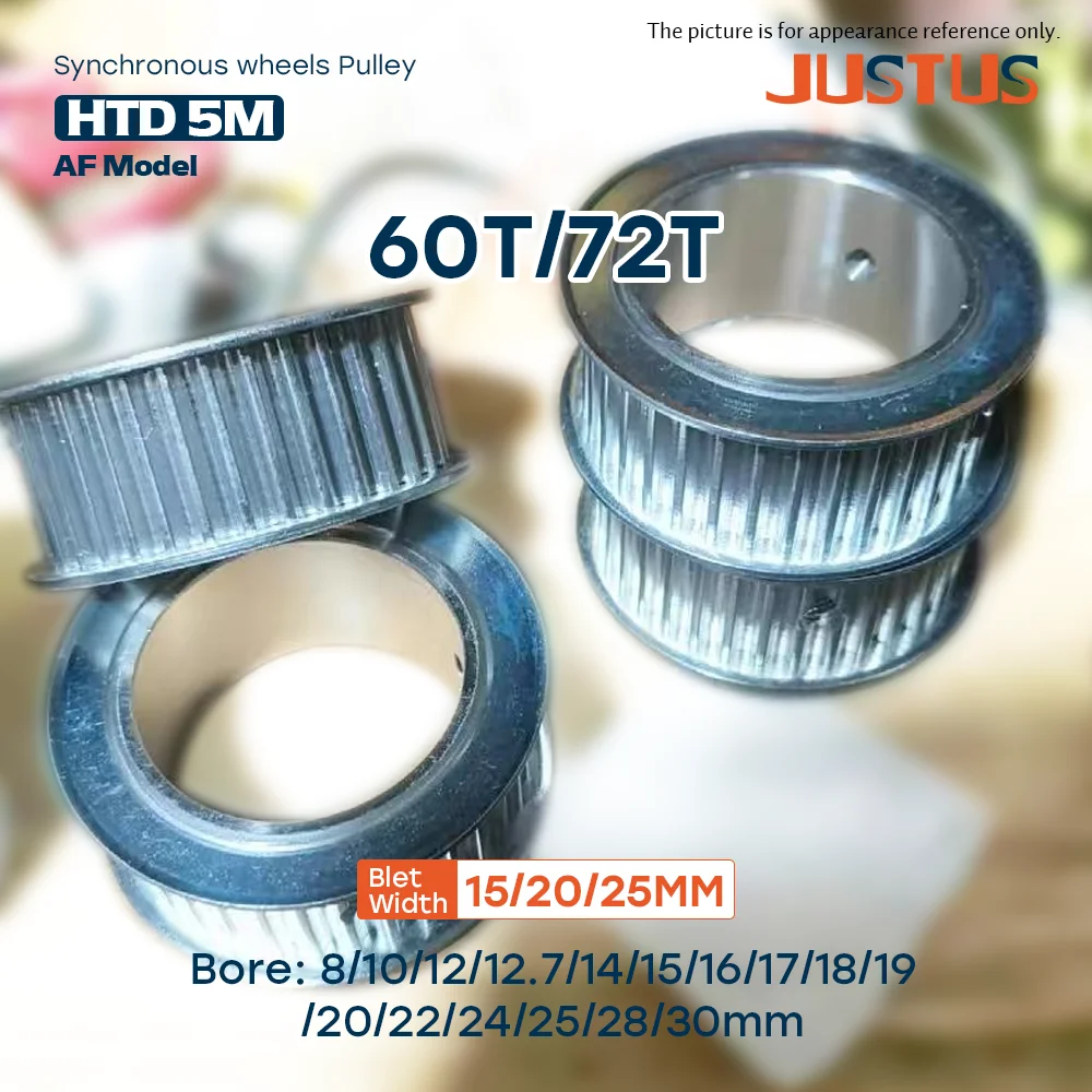 HTD 5M 60Teeth 72Teeth AF Type Timing Pulley Bore 8-30mm Pitch 5mm for Linear Pulley 5GT Compatible with Belts Width 15/20/25mm