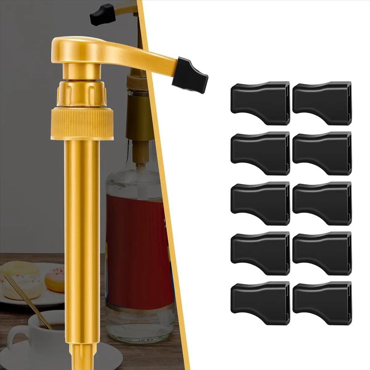 A78I 20 Pcs Coffee Syrup Pump Tip Cap Covers Pourer Cap Syrup Covers Black Caps Fits for Syrup Pump, Pour Dispenser