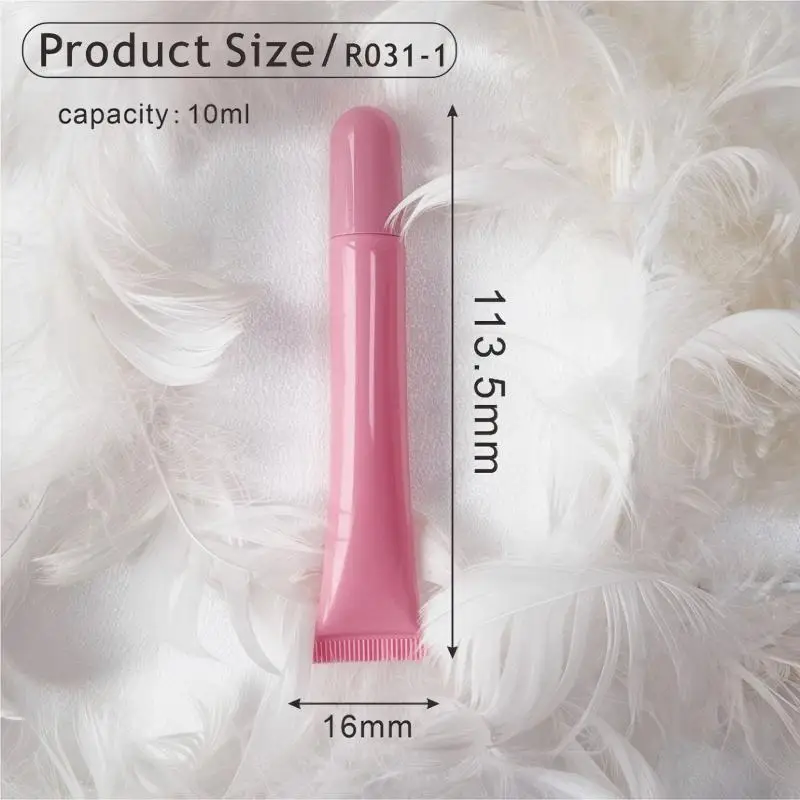 Tubos de aperto de brilho labial de massagem vazio recipiente de cosméticos lipgloss creme para os olhos garrafa recarregável rosa tubo macio logotipo personalizado 10ml