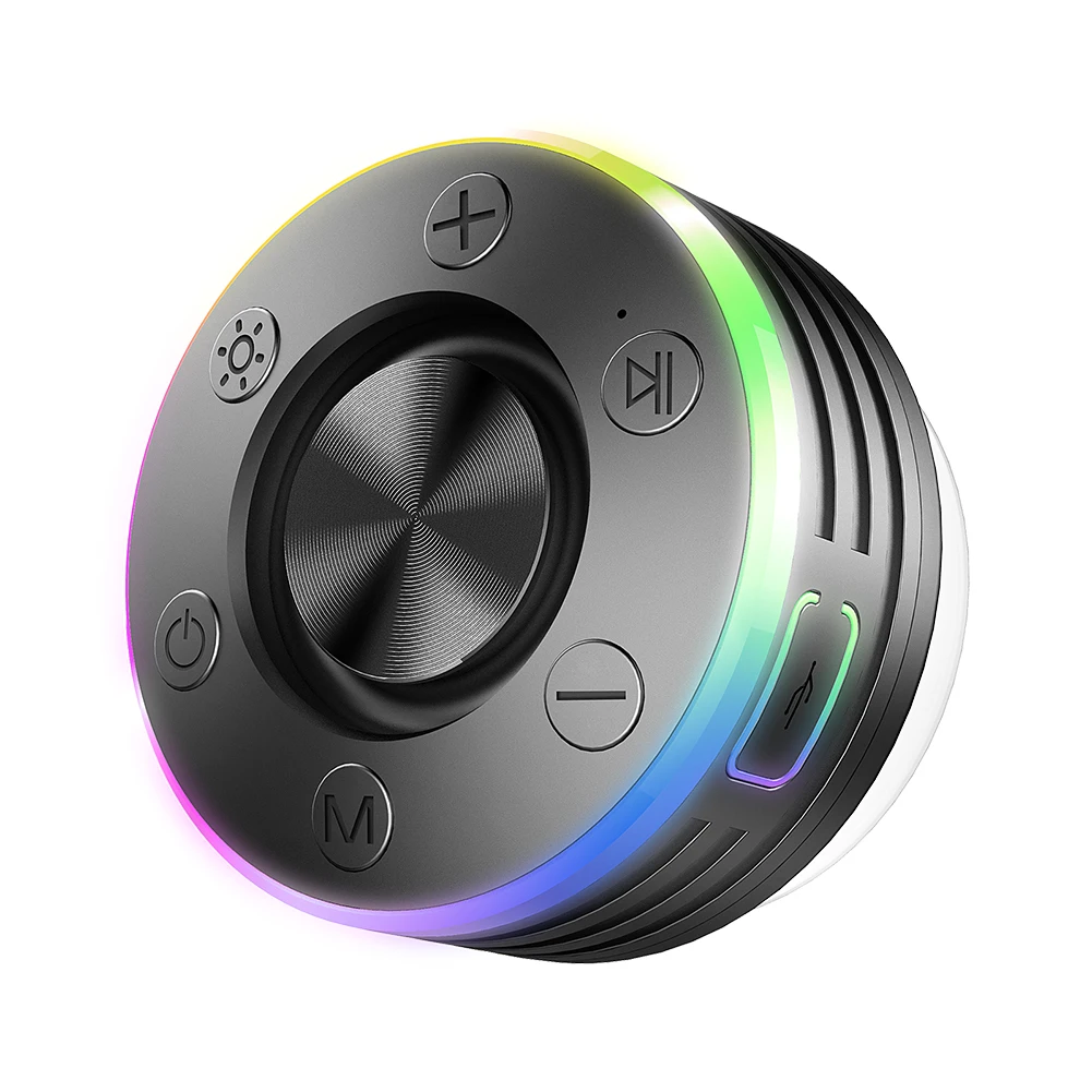 

Водонепроницаемая колонка для душа с присоской/RGB-подсветкой, Bluetooth 5.3, стерео сабвуфер для ванной, вечеринок, путешествий, активного отдыха