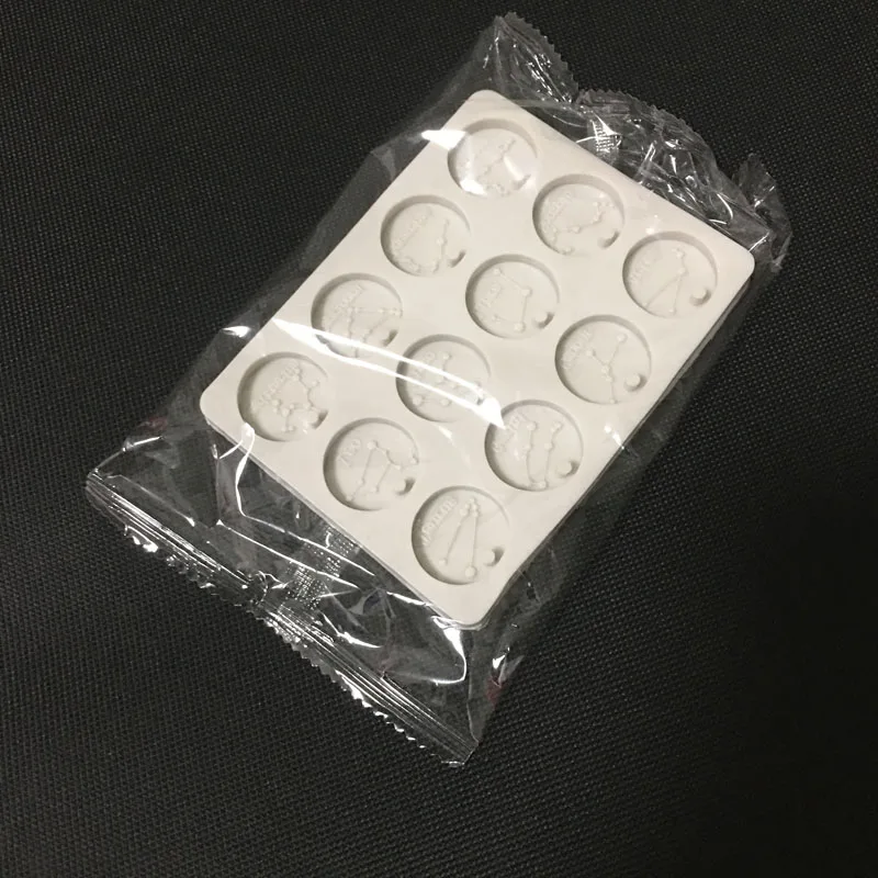 12 Constellations Round Tags Silicone Mold Aromatherapy Wax Tablet Silicone Mould For Car Pendant Gypsum Plaster Molds view 5