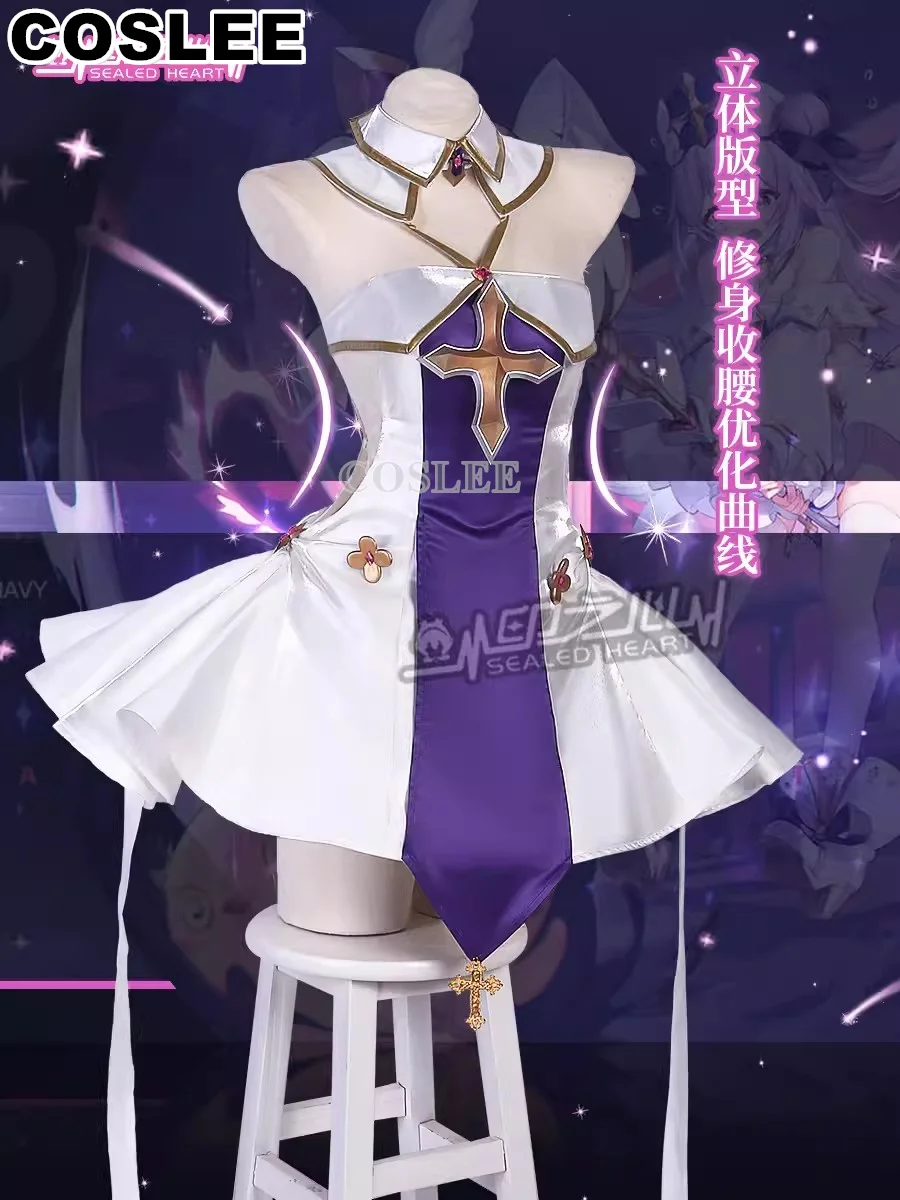 COSLEE Azur Lane HMS My Pure White Angel Cosplay Costume Women Lovely Dress Outfit Game Suit Halloween Carnival Outfit Uniform