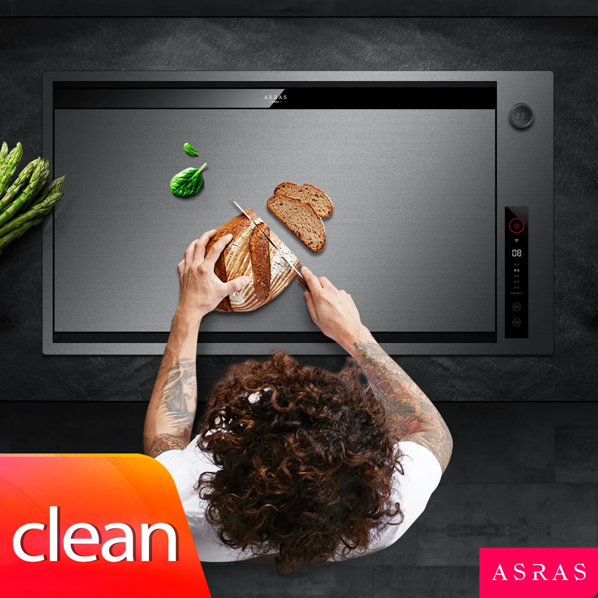 

ASRAS Kitchen Sink Handmade Nano Grey Hidden Double Sink Household Food Purification Sink