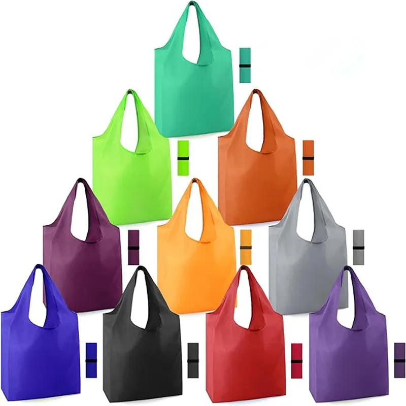 

Foldable Shopping Bag Reusable Travel Grocery Bag Eco-Friendly One Shoulder Handbag Solid Color Supermarket Tote Bag