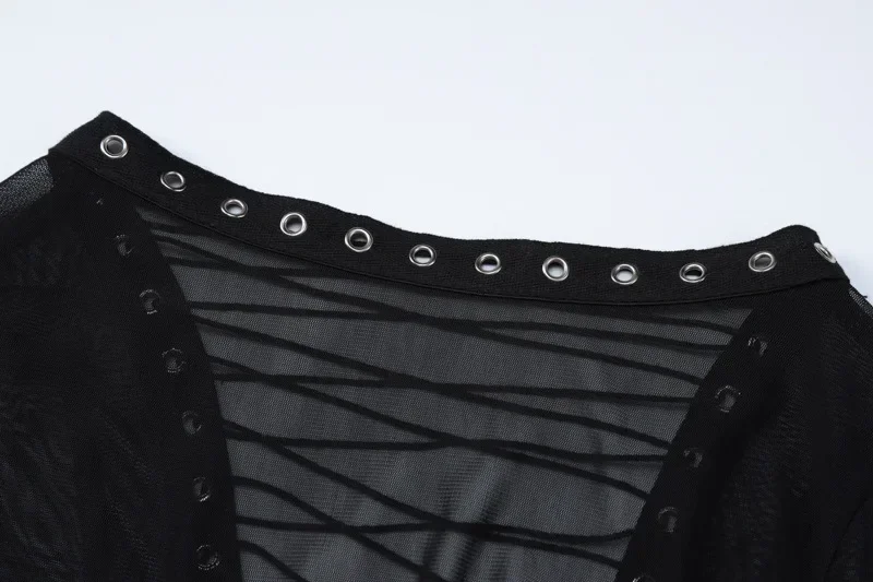 Robe Maxi moulante en maille transparente pour femmes, à lacets, dos nu, Sexy, transparente, col rond, manches longues, Clubwear, Robes longues de fête