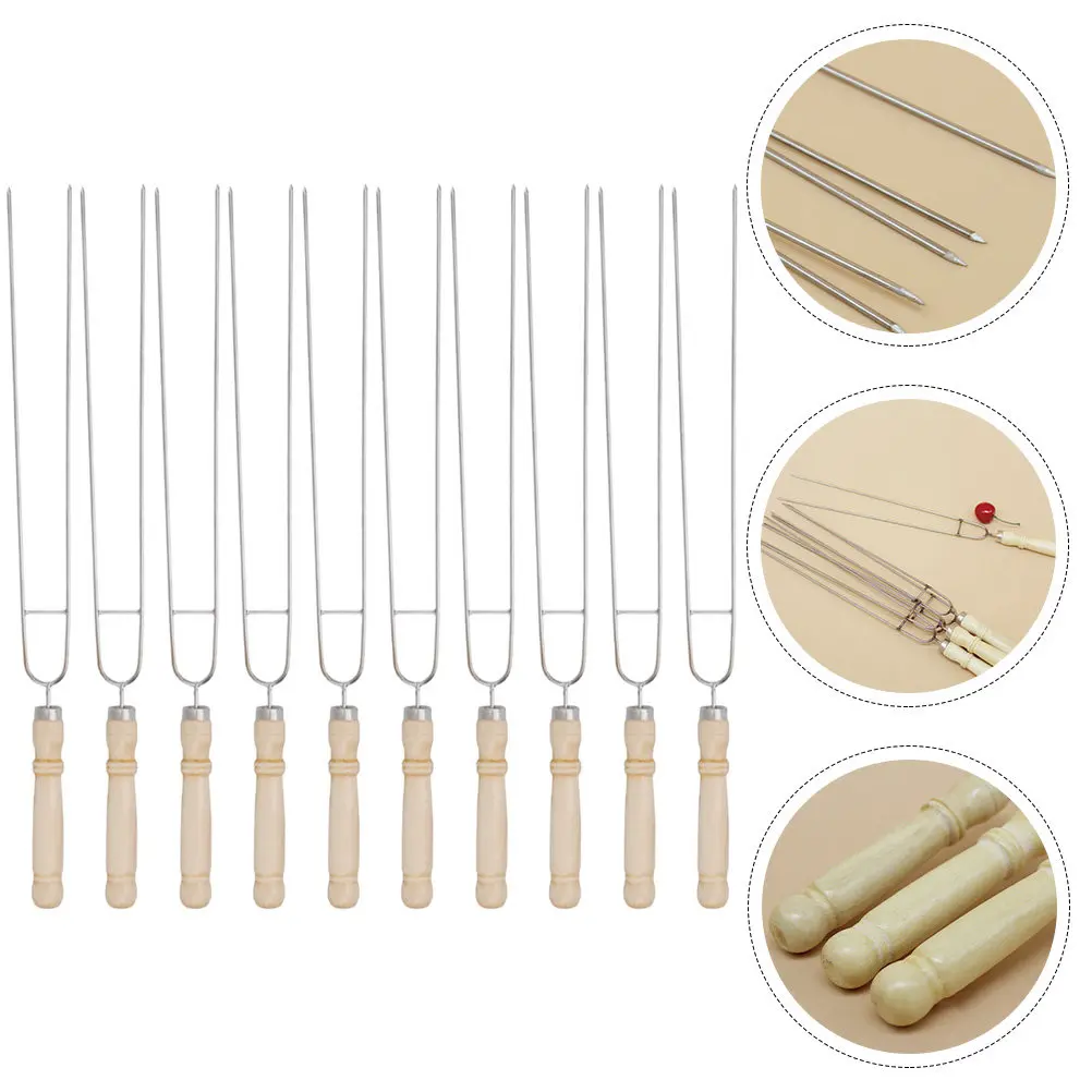 10 pcs Steel Stainless Bbq Barbecue Grilling Halloween Christmas New Year Bbq Skewers Bbq Accessories Set Barbecue Skewers Set