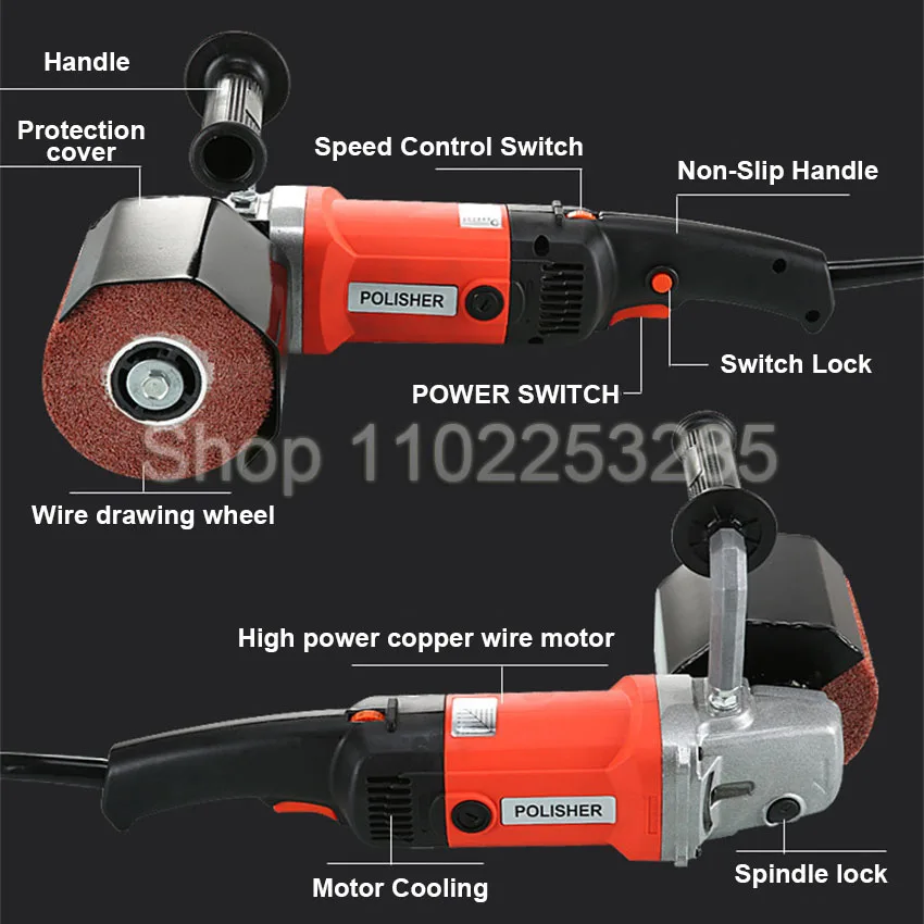 

1400W Electric Metal Wire Drawing Machine Portable Polishing Machine for Wooden Stainless Steel Polishing with Grinding