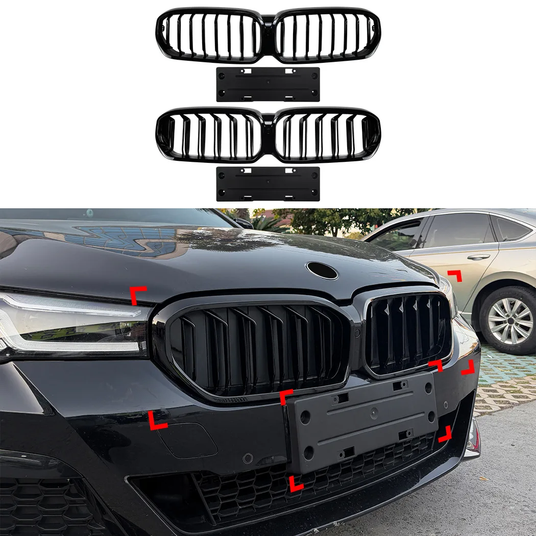 

Подходит для BMW 5 серии G30 G31 (после 2021-2023 гг.), горизонтальная решетка радиатора с двойными перекладинами, тюнинг-модификация.