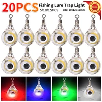 Mini señuelo de pesca con luz LED, 5-20 piezas, gota profunda, forma de ojo subacuático, cebo de pesca de calamar, señuelo luminoso para atraer peces