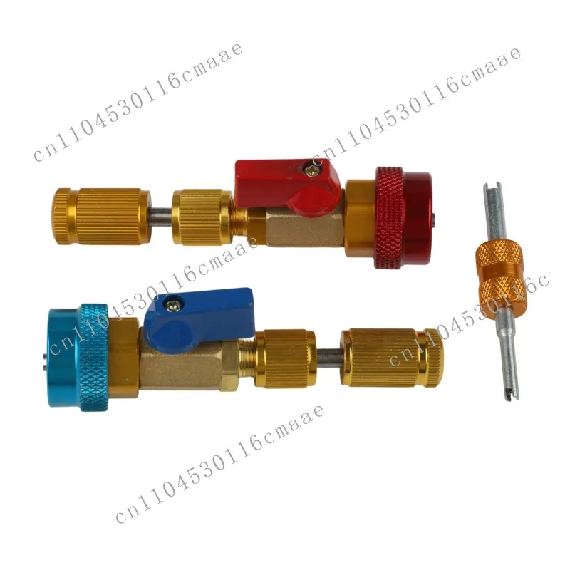 

R134A Valve Core Disassembly Tool with High and Low Pressure Quick Couplings for Automotive Air Conditioning Maintenance
