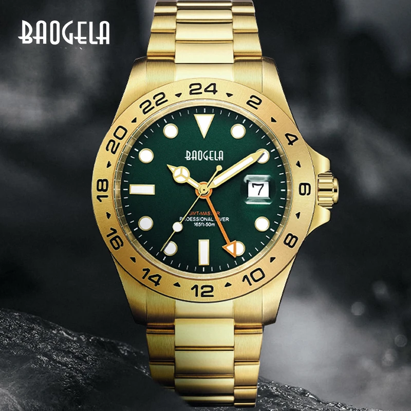 BAOGELA New Men Luxury Watch 304 Stainless Steel Luminous Dial 50M Diving Fashion Couples Spoort Watch Swiss Movement Wristwatch