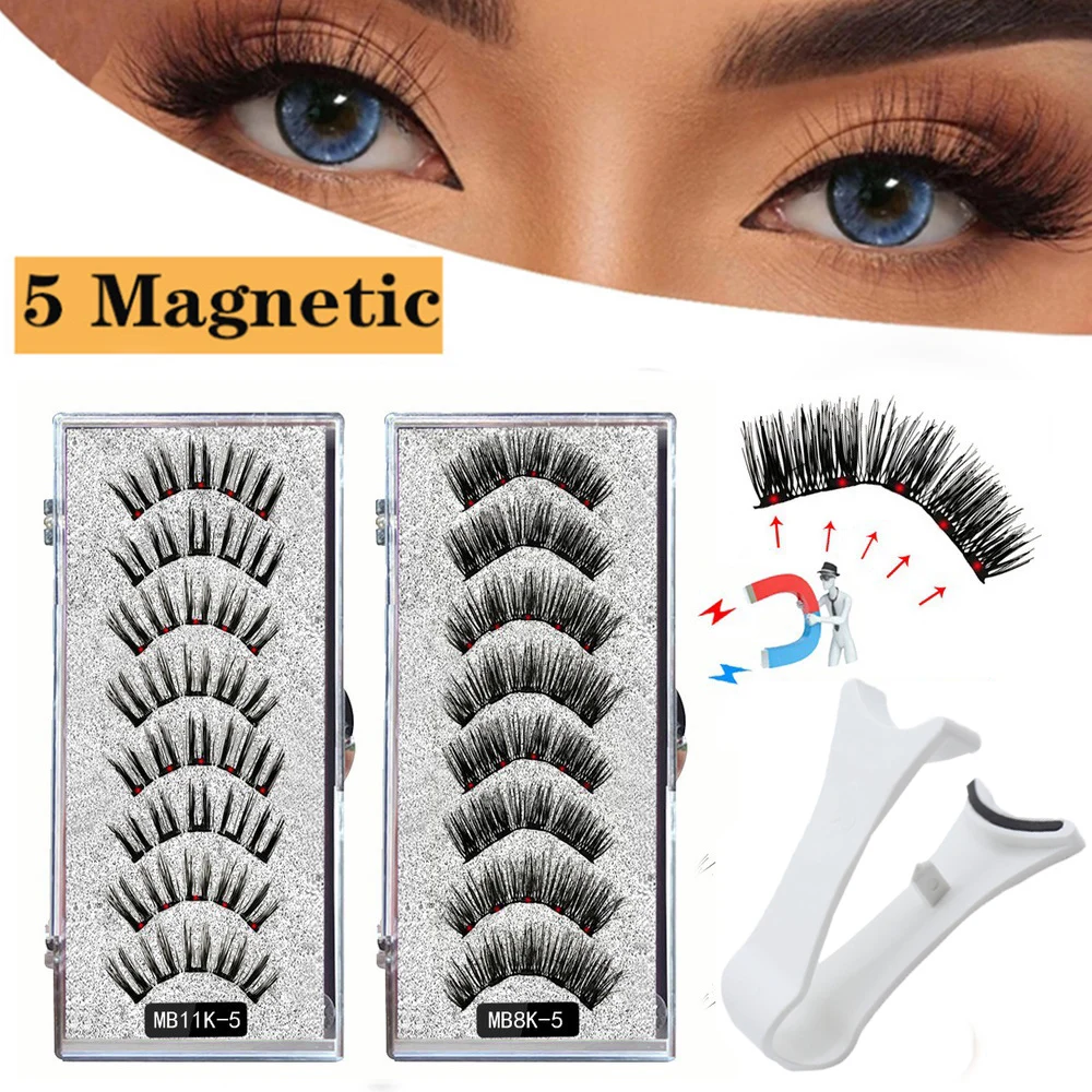 1/2 Pairs Magnetic Eyelashes Kit Natural Effect Magnetic False Eyelashes With Lashes Tweezer Reusable Makeup Eyelashes Supplies