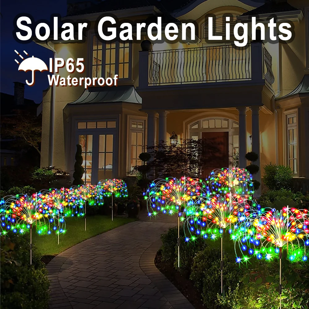 90/120/150/200LED zonne-vuurwerkverlichting grasbal paardenbloemverlichting tuin landschap vakantie kerstverlichting groothandel