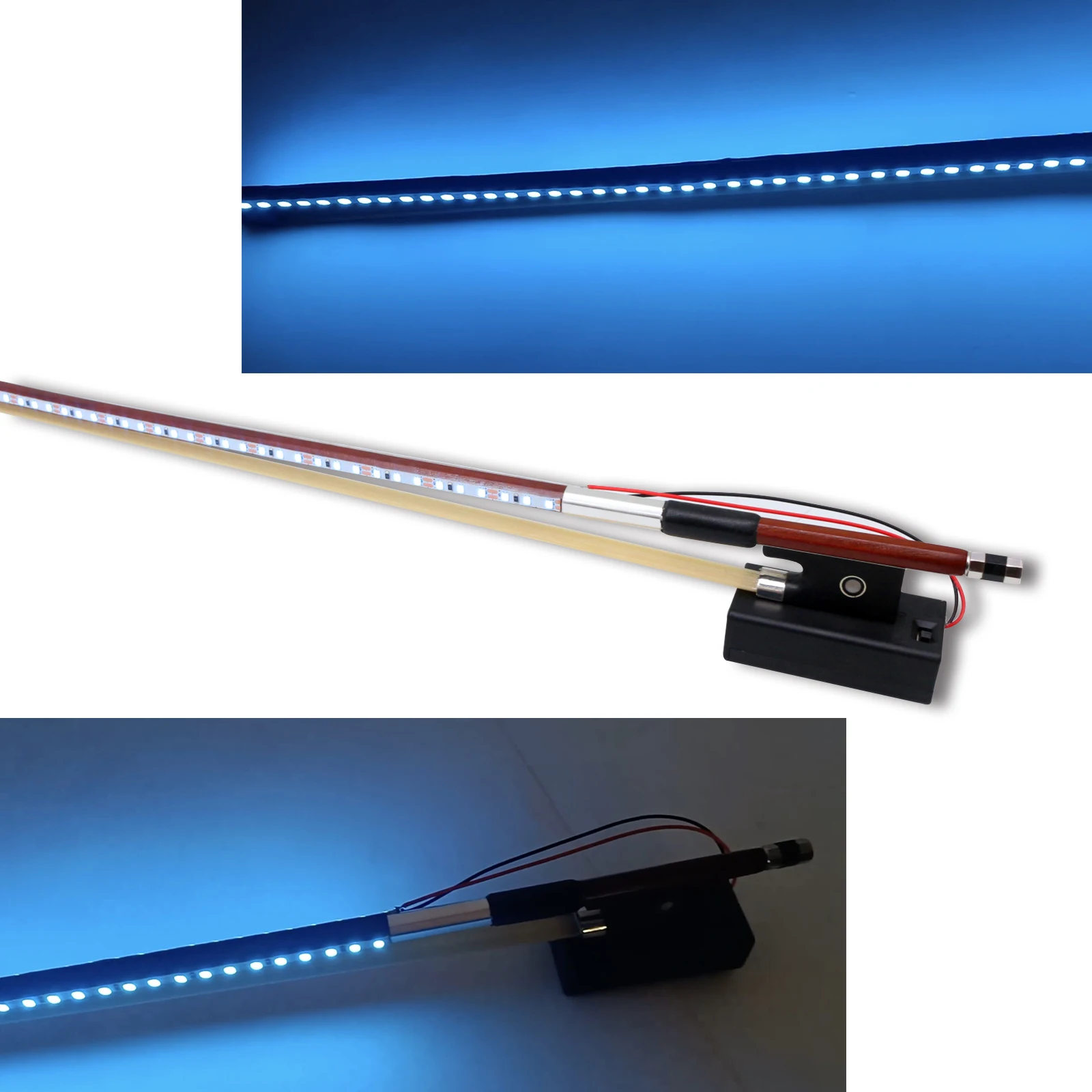 New Violin Bow 4/4 Full Size Advance Brazilwood Stick Ebony Frog Strong Balance With LED light