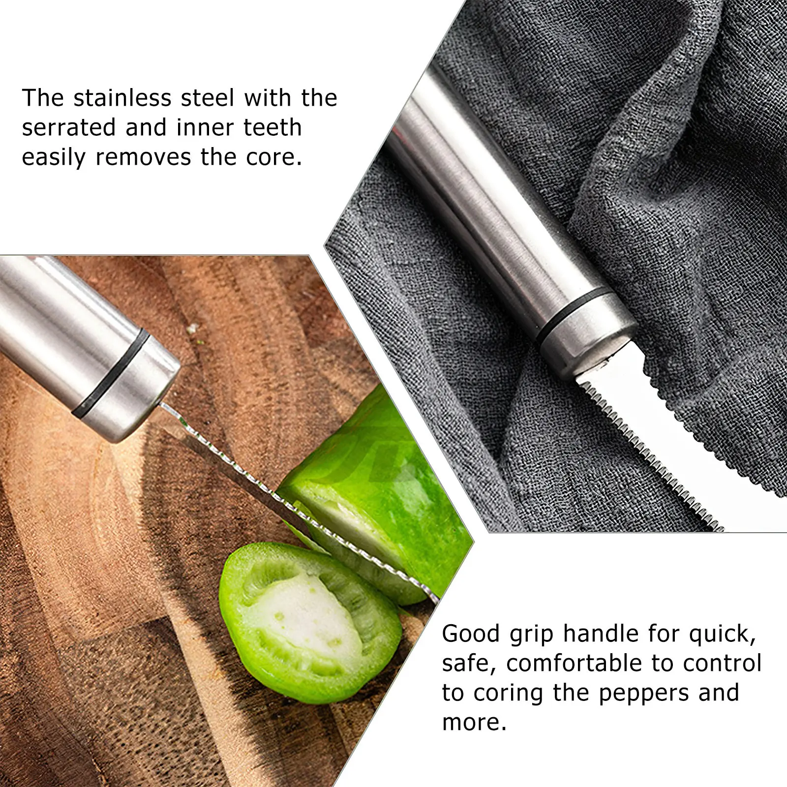 1Pcs Chili Corer Remover Pepper Core Removing Tool Stainless Steel Kitchen Gadget Small Size Rust Resistant Comfortable Grip