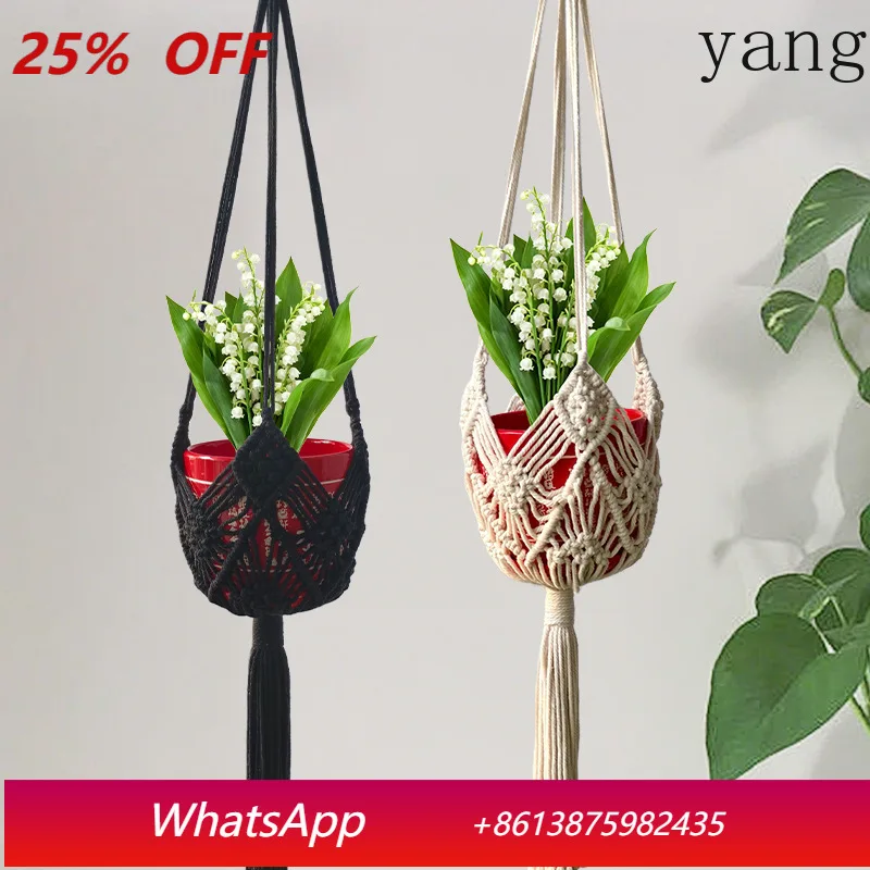 

Yjq balcony hanging flower pot decorative net cotton rope woven flower pot hanging basket