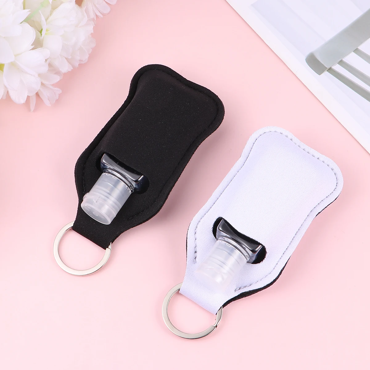 

4 Set Hand Bottle Cover Refillable with Protective Flip Cap Bottles Key Ring
