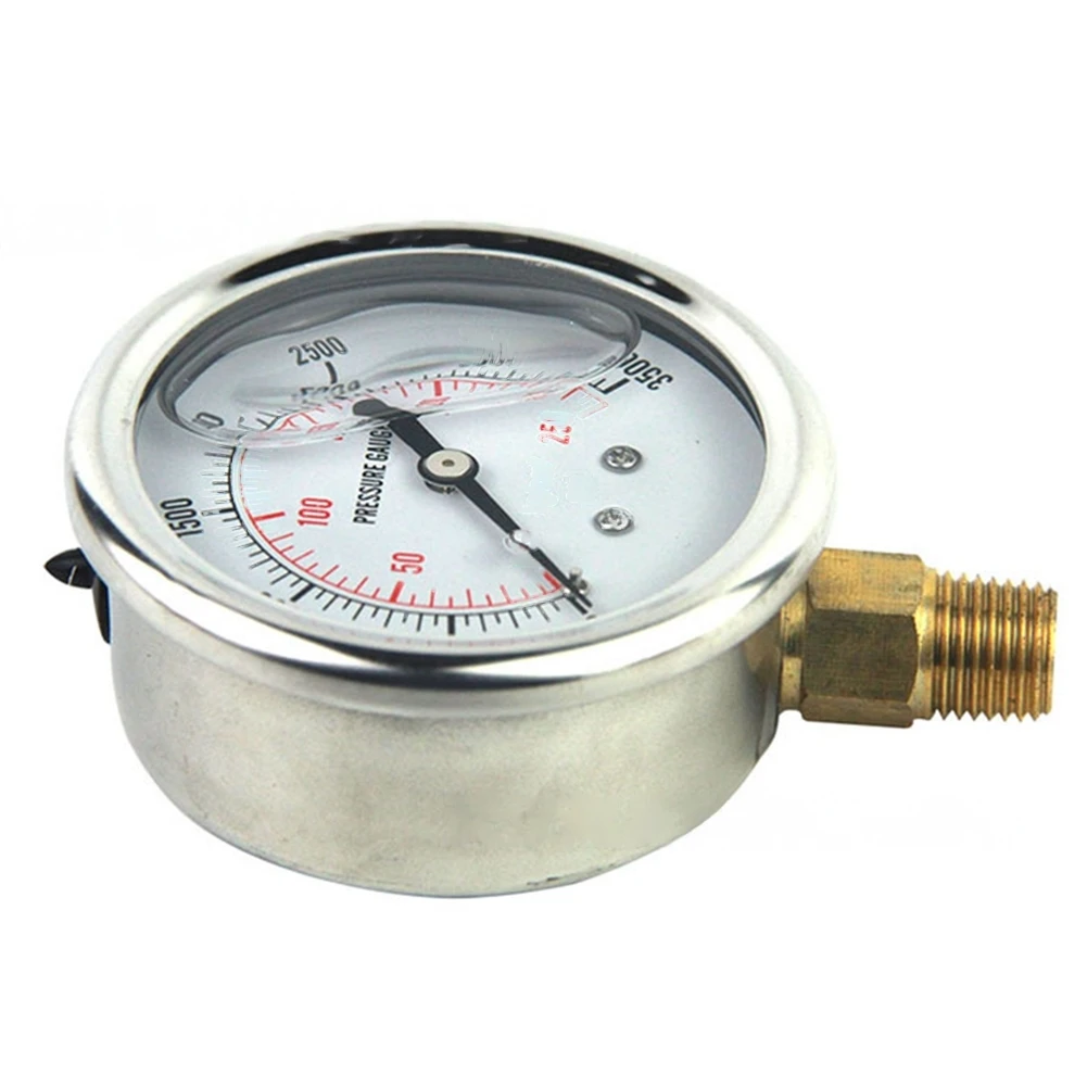 Hydraulic Oil Pressure Tester Gauge For Non-Corrosive Liquids 0-3500 Psi Gauge IP67 Waterproof Rating Lower Mount Connector