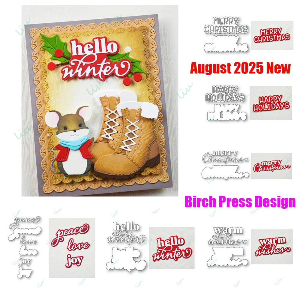 

2025 August New Merry Christmas Stylish Script Happy Holidays Metal Cutting Dies for DIY Scrapbooking Photo Album Holiday Gift