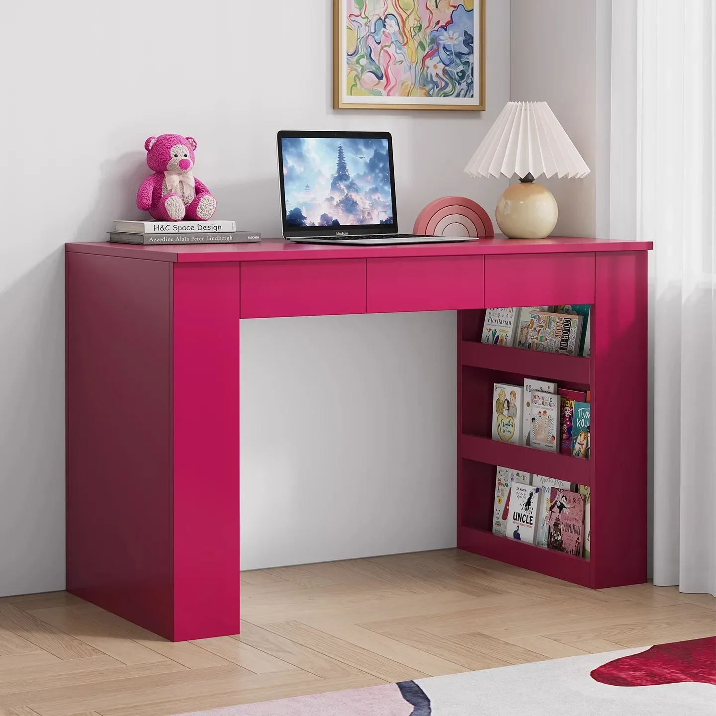 Solid wood desk home student multi-functional study writing desk computer desk bedroom R