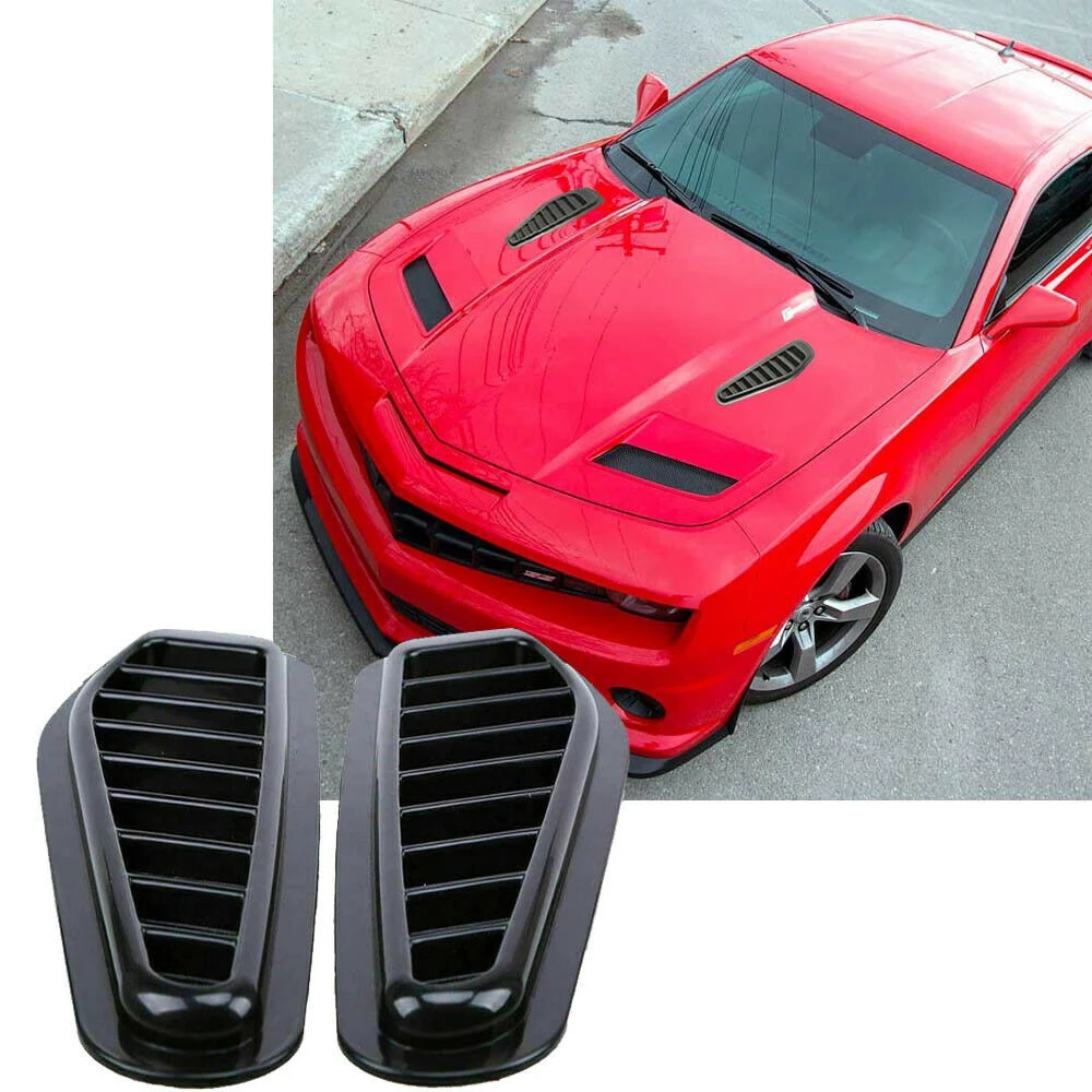 2Pcs Car Simulation Air Vent Universal Glossy Black Sport Racing Air Flow Vent Bonnet Hood Scoop Cover